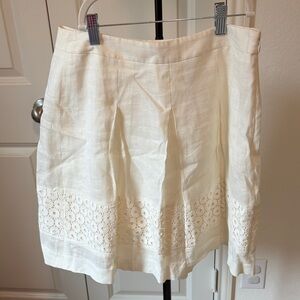 LOFT Cream Linen-Blend Skirt with Subtle Texture